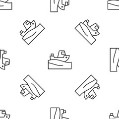 Grey line Fishing boat on water icon isolated seamless pattern on white background. Vector