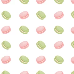 Keuken spatwand met foto Cute macarons seamless pattern, vector illustration   © Lunny Wind