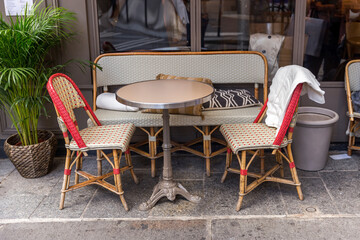 table and chairs in a cafe