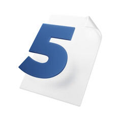 A stylized icon with the number five on a sheet with a curled corner. Stylish favicon or infographic with letterhead and number.