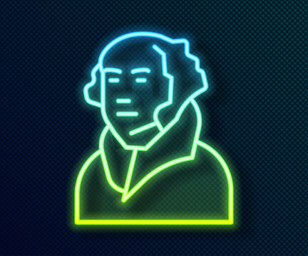 Glowing neon line George Washington icon isolated on black background. Vector