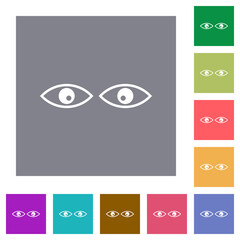 Watching eyes outline square flat icons