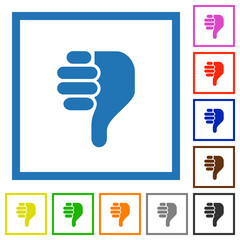 Right handed thumbs down solid flat framed icons