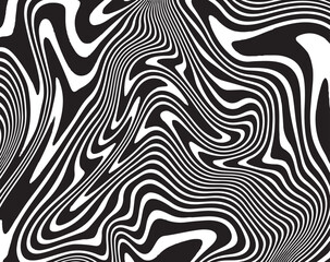 Line art optical art. Abstract psychedelic background. Monochrome background. Optical illusion style. Black dark background. . Graphic ornament. Vector template