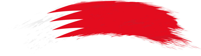 Flag of Bahrain in rounded grunge brush stroke.