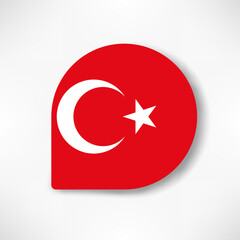 Turkey drop flag icon with shadow on white background.