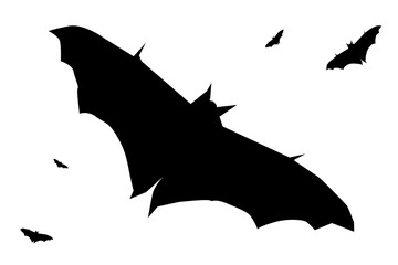 Flying Bat. PNG Illustration for Halloween Symbol Vampire Logo on transparent background.