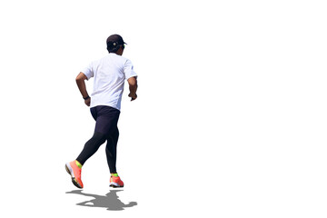 Man running on colored background with clipping path