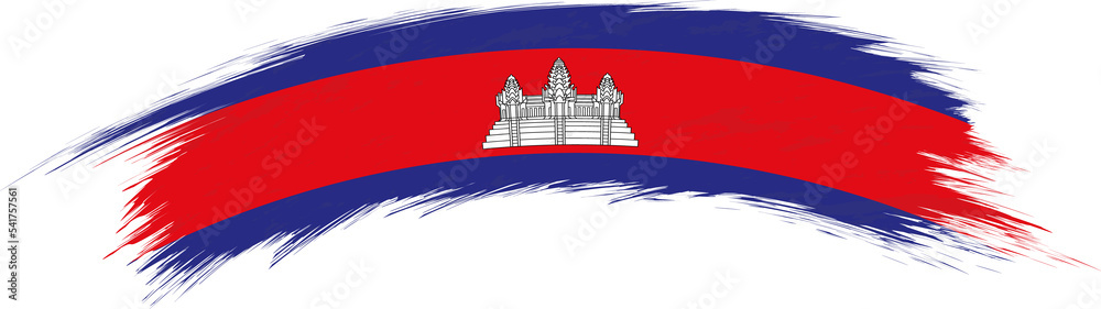 Wall mural flag of cambodia in rounded grunge brush stroke.