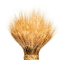 Braided wheat sheaf, isolated on transparent background.