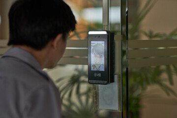 Biometric admittance control device for security system. Access control facial recognition system....