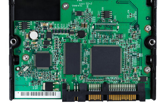 The hard drive for a personal computer is isolated on a white background. HDD chip