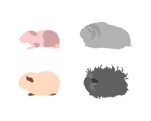 set of guinea pigs in silhouette style