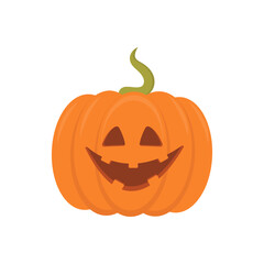 Halloween pumpkin with smiling face. Cartoon vector illustration isolated on white background