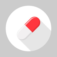 Red Pill Capsule, Medicine, vector mark symbols green style. Isolated icon.