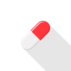Red Pill Capsule, Medicine, vector mark symbols green style. Isolated icon.