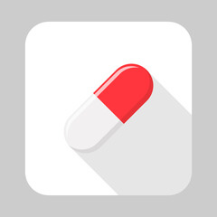 Red Pill Capsule, Medicine, vector mark symbols green style. Isolated icon.