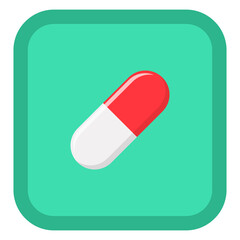 Red Pill Capsule, Medicine, vector mark symbols green style. Isolated icon.