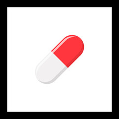 Red Pill Capsule, Medicine, vector mark symbols green style. Isolated icon.