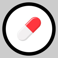 Red Pill Capsule, Medicine, vector mark symbols green style. Isolated icon.