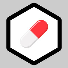 Red Pill Capsule, Medicine, vector mark symbols green style. Isolated icon.