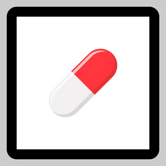 Red Pill Capsule, Medicine, vector mark symbols green style. Isolated icon.