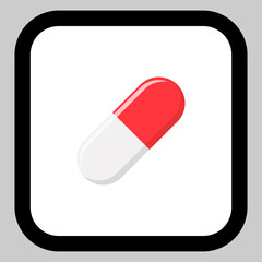 Red Pill Capsule, Medicine, vector mark symbols green style. Isolated icon.