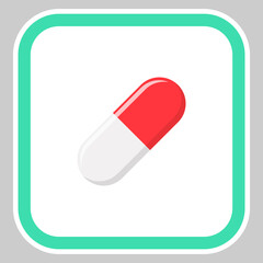 Red Pill Capsule, Medicine, vector mark symbols green style. Isolated icon.