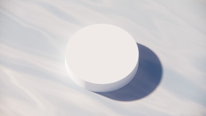 Abstract wave background with 3D white round display stands. light blue and white gradient wave background. Design for 3D Mock up product, artwork, background, template, presentation.