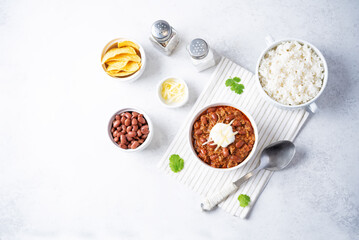 Chili con carne in a bowl