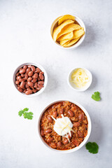 Chili con carne in a bowl