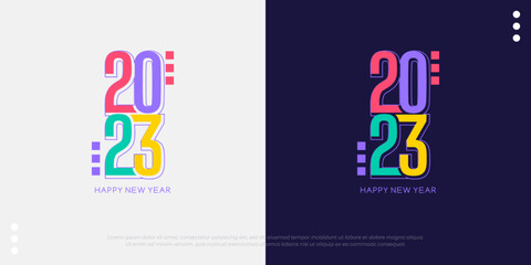 2023 happy new year logo vector with colorful design illustration