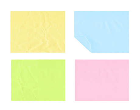 Sticky notes on transparent background, png file, extracted