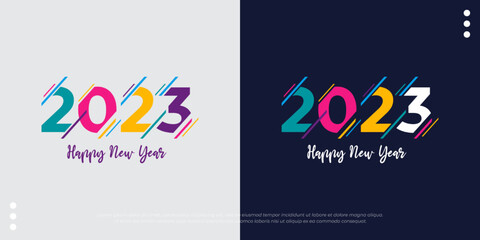 Colorful design 2023 happy new year logo vector illustration greeting card