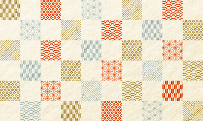 和柄・背景・市松模様・お正月・かわいい・おしゃれ・祝・和紙