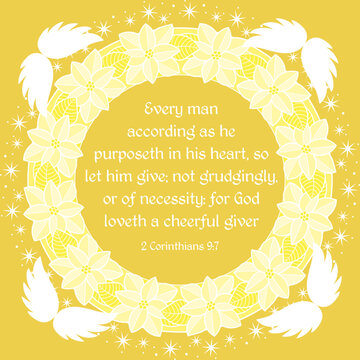 Golden decorative card of 2 corinthians 9:7