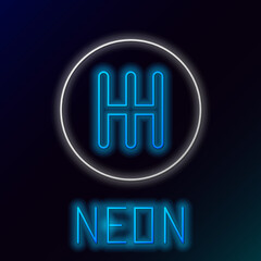Glowing neon line Gear shifter icon isolated on black background. Transmission icon. Colorful outline concept. Vector