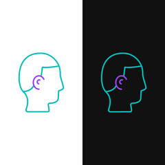 Line Hairstyle for men icon isolated on white and black background. Colorful outline concept. Vector