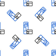 Line Shaving gel foam icon isolated seamless pattern on white background. Shaving cream. Colorful outline concept. Vector