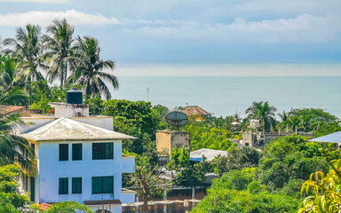 Fototapeta na wymiar Beautiful scenic view panorama of city Zicatela Puerto Escondido Mexico.