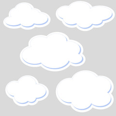 Notebook labels with clouds, white and fluffy. Vector design.