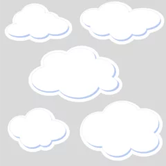 Zelfklevend Fotobehang Notebook labels with clouds, white and fluffy. Vector design. © solenemandle