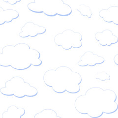 Cloud pattern, white and fluffy. Vector design.