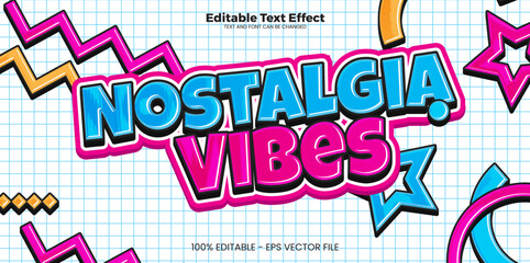 Nostalgia Vibes editable text effect in modern trend style - obrazy, fototapety, plakaty
