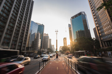 Paulista Avenue is one of the most important financial centers of the city and is a popular place to visit in Sao Paulo, Brazil.
