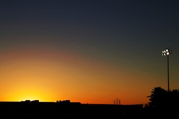 Fototapeta na wymiar Flutlicht bei Sonnenuntergang