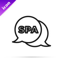 Black line Spa salon icon isolated on white background. Concept for beauty salon, massage, cosmetic. Spa treatment and cosmetology. Vector