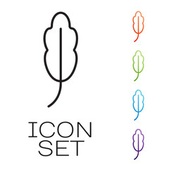 Black line Feather icon isolated on white background. Set icons colorful. Vector