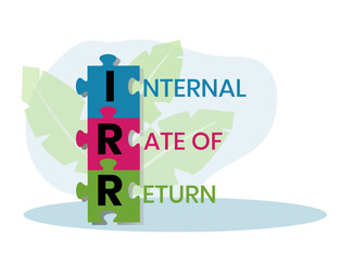 IRR - internal rate of return. acronym business concept. vector illustration concept with keywords and icons. lettering illustration with icons for web banner, flyer, landing page, presentation