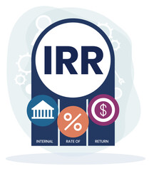 IRR - internal rate of return. acronym business concept. vector illustration concept with keywords and icons. lettering illustration with icons for web banner, flyer, landing page, presentation